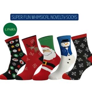 Calcetines Navideños Novedad Tallas 5.5-8.5 Unisex Suaves Y Cómodos Paquete De 5